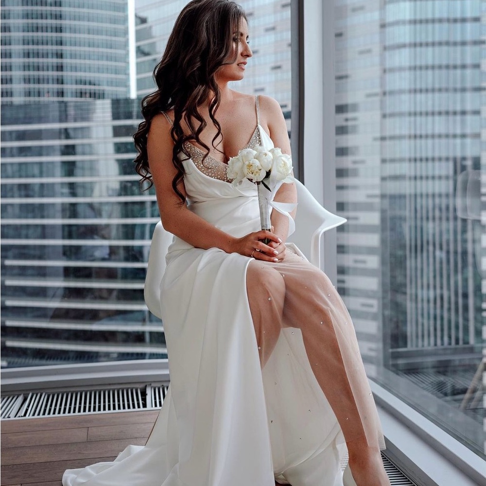Chic White Bridal Gown with Sheer Accents